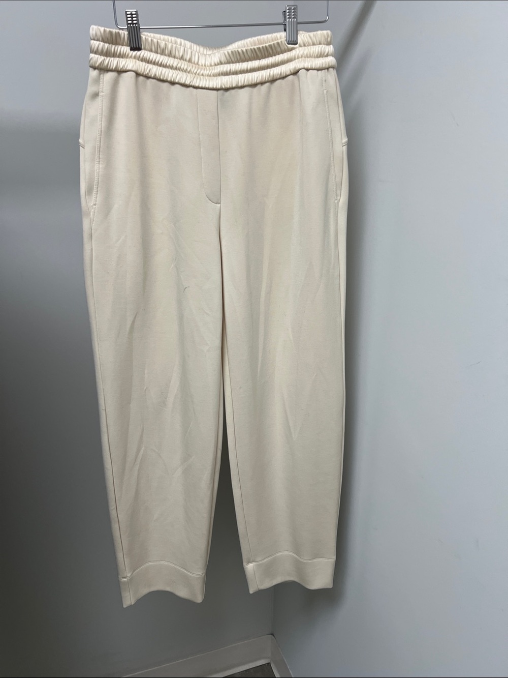 Cream Elastic Waist Pull-On Pants